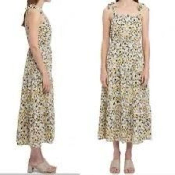 Sanctuary Size XL Ditzy Floral Tiered Maxi Dress Black Butter Yellow Daisy Print - Picture 1 of 14